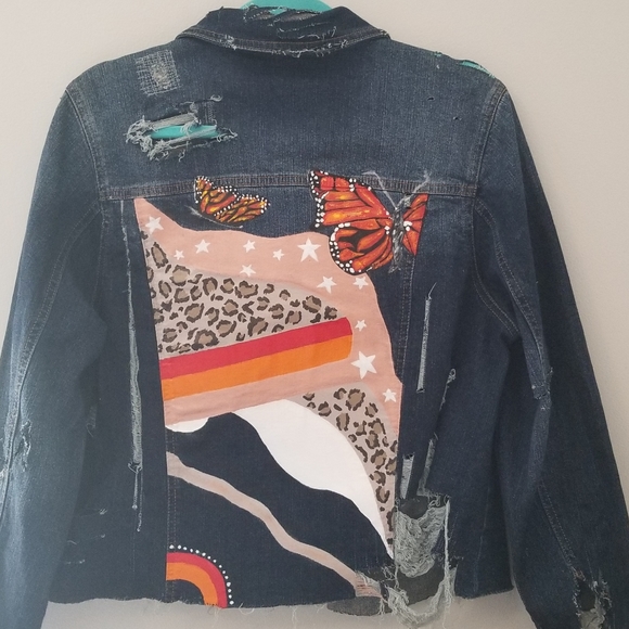CUSTOM Upcycled Painted Denim Jackets - Picture 4 of 4